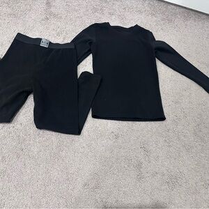 Kids Black Matching Thermal Set - 8Y-9Y